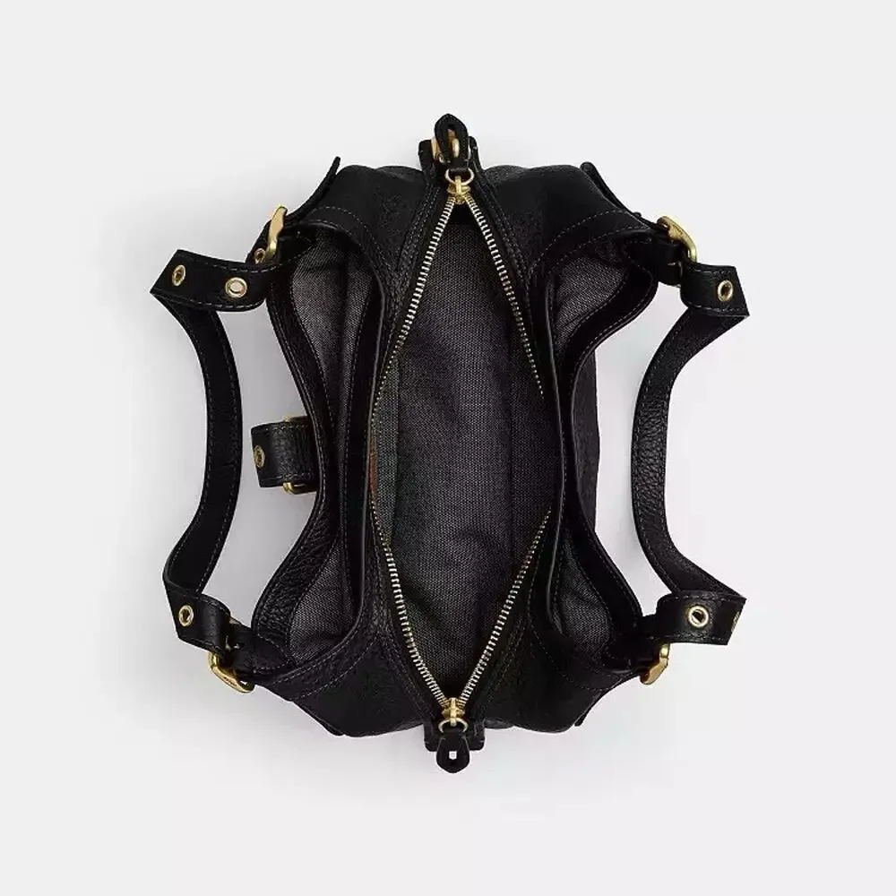 NWT Coach Drifter Shoulder Bag 31 CFM45 Brass Black Textured pebble leather